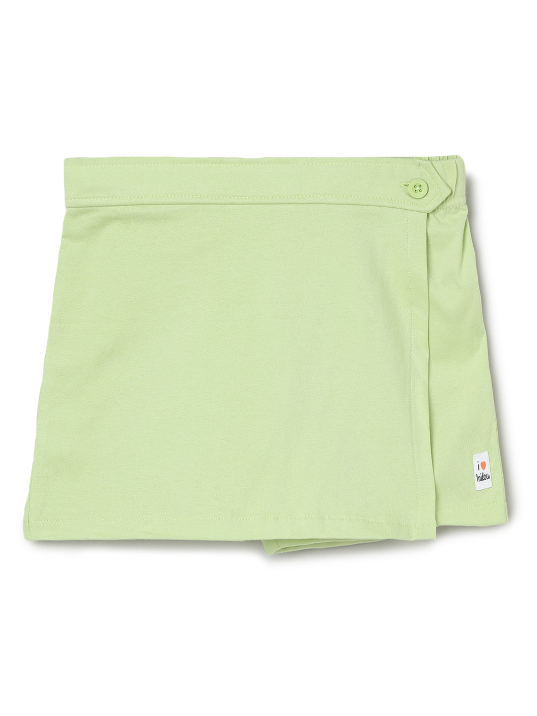 Milou Kids Cotton Solid Bio Washed Shorts for Girls -Green