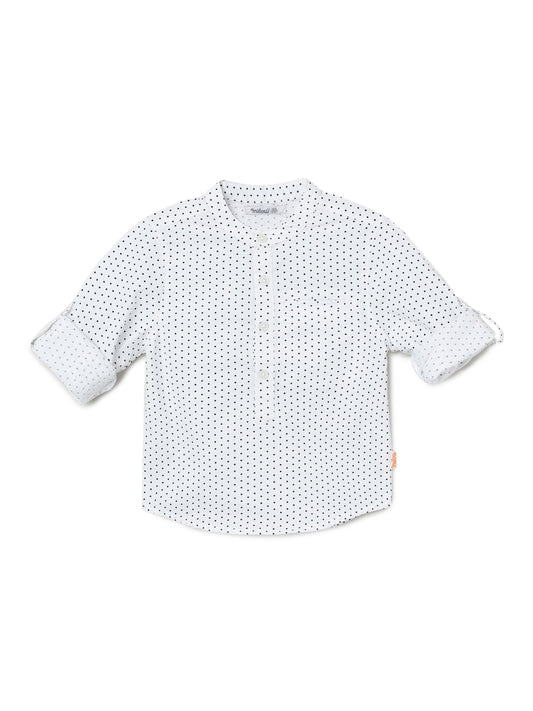 Milou Kids Cotton Bio Washed Striped Boys Shirt for Boys -White