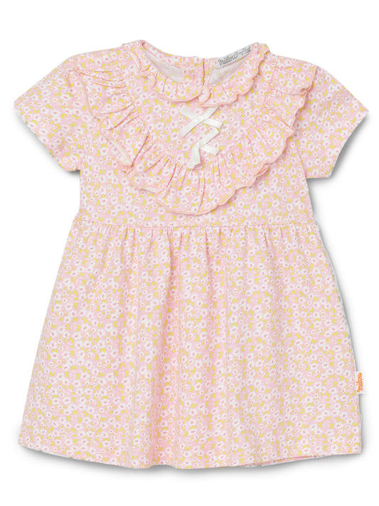 Milou Kids Cotton Printed Bio Washed Girls Dress for Girls -Baby Pink