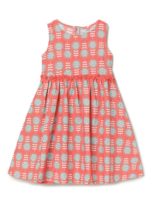 Milou Kids Cotton Bio Washed Sleeveless Girl's Dress for Girls - Light Pink