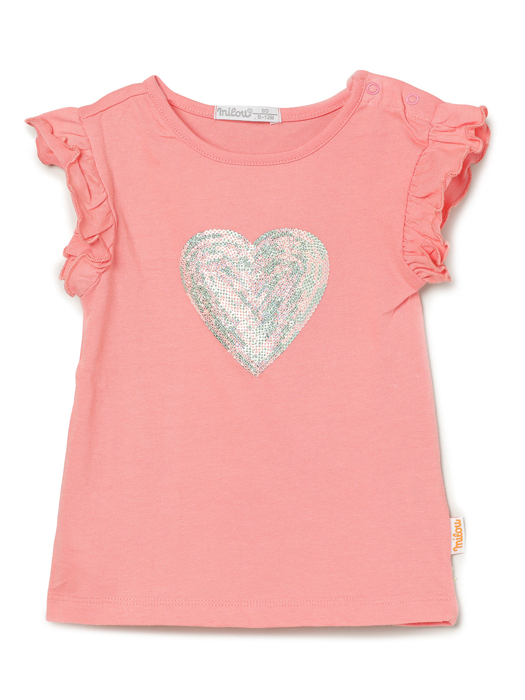 Milou Kids Cotton Bio Washed Self- Designed Girls Top for Girls -Pink