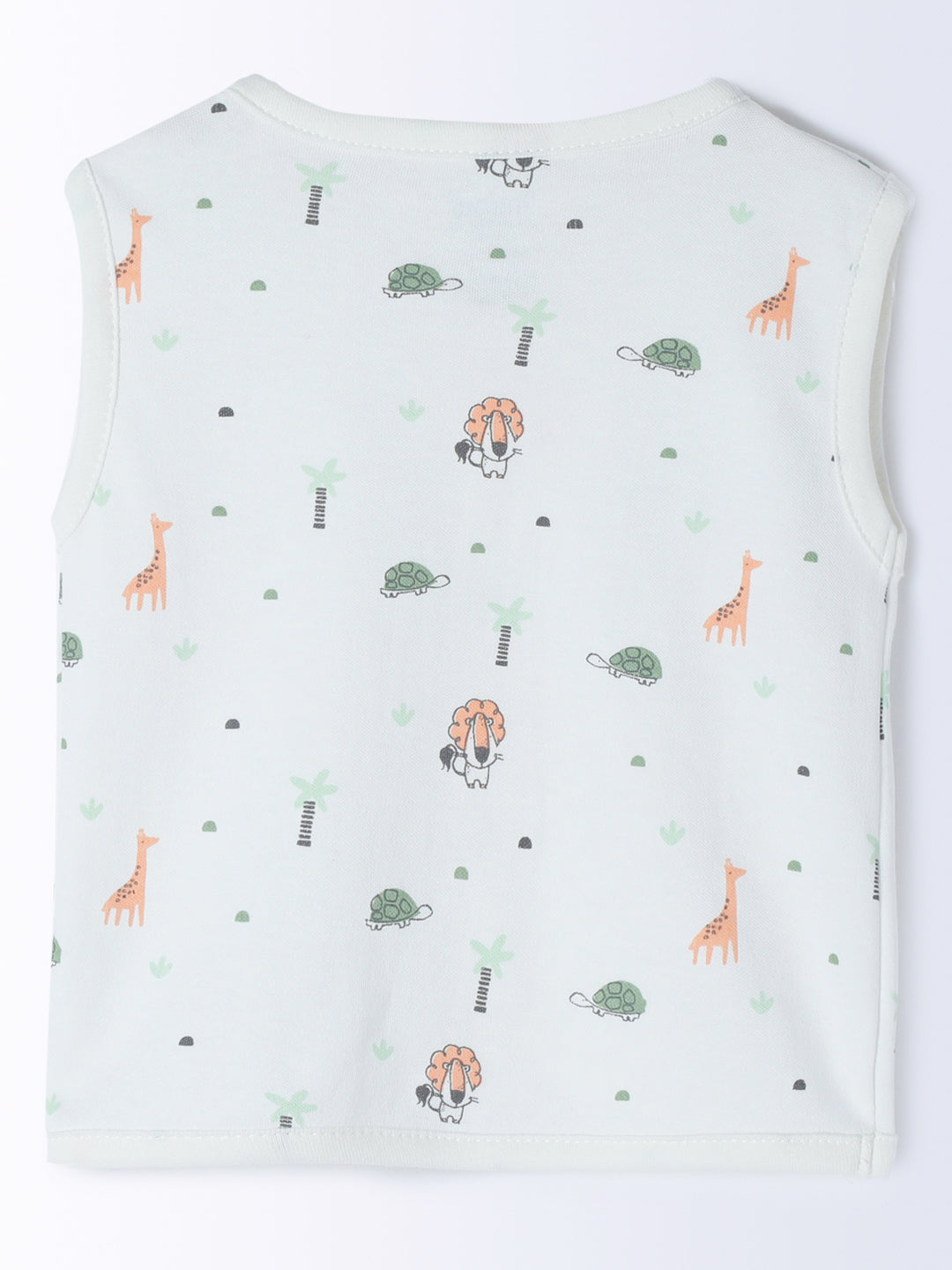 Milou Cotton Sleeveless Bio Washed Printed Jhabla Set - White